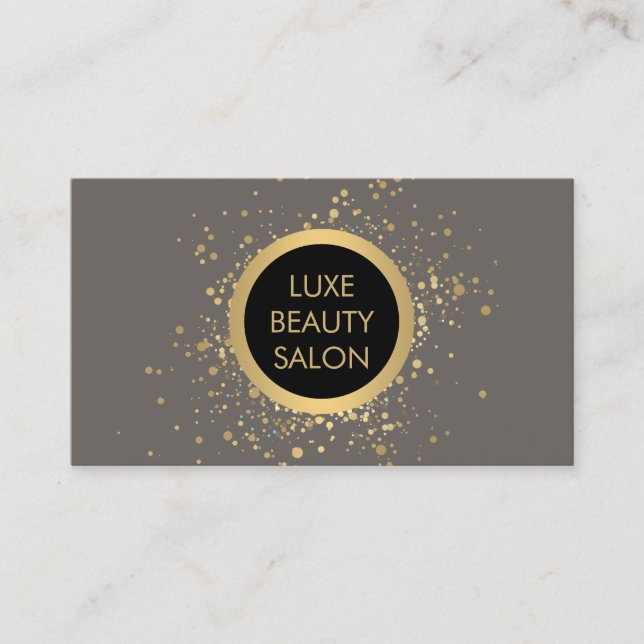 Gold Confetti Circle Gray Business Card Visitenkarte (Vorderseite)