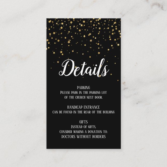 Gold Confetti Details Card Begleitkarte (Vorderseite)