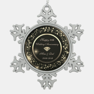 Gold Confetti Diamond 50 Jahre Hochzeit Schneeflocken Zinn-Ornament