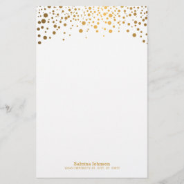 Gold Confetti Dot Print Briefpapier