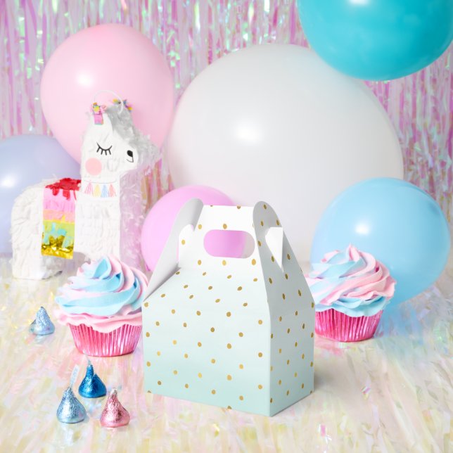 Gold Confetti Dots Aqua Mint Geschenkschachtel (Party)