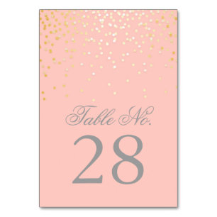 Gold Confetti Dots Blush Pink Wedding Tischnummer