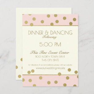 Gold Confetti Dots Elfenbein und rosa Empfang Einladung