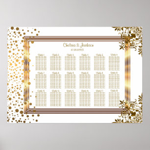 Gold Confetti Dots Gerahmt -18 Seating Chart Poster