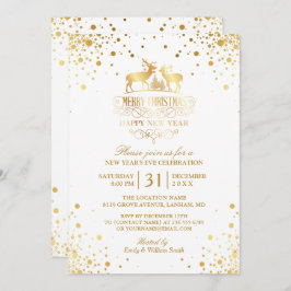 Gold Confetti Dots Happy Silvester Party Einladung