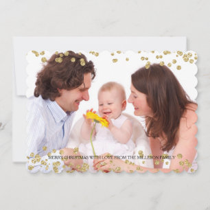 Gold Confetti Dots Personalisiertes Foto Weihnacht Feiertagskarte