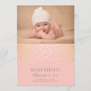 Gold Confetti Dots Pink Neugeborenes Baby Foto Bir Ankündigung