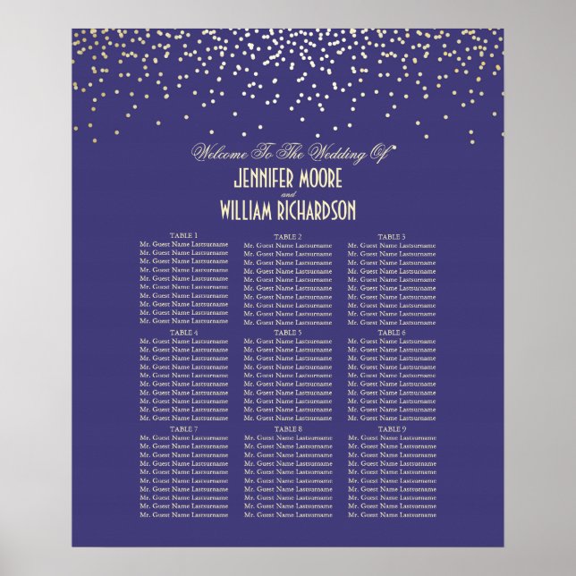 Gold Confetti Dots Seekarte Poster (Vorne)