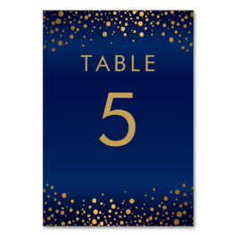 Gold Confetti Dots und Navy Blue - Table Card Tischnummer