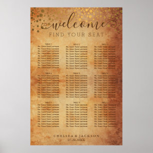 Gold Confetti Dots Vintag - 9 Sitzkarten Poster