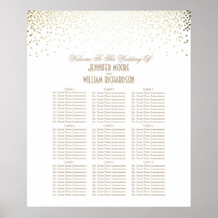 Gold Confetti Dots White Wedding Seating Chart Poster