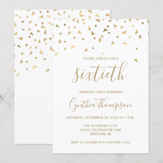 Gold Confetti Dreiecke 60. Geburtstagsparty Einladung