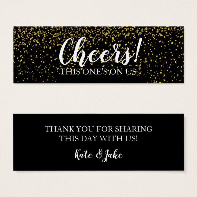 Gold Confetti Drink Ticket Cards (Vorne & Hinten)