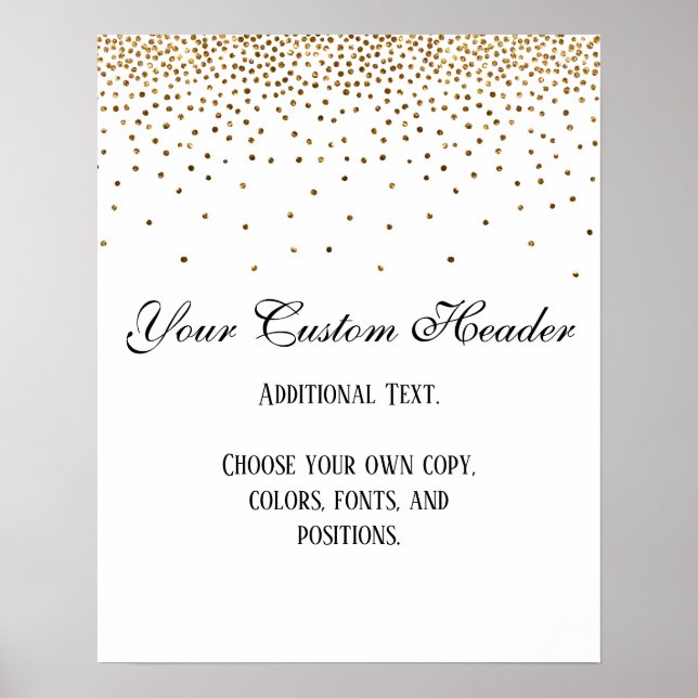 Gold Confetti Elegant Machen Sie es selbst Hochzei Poster (Vorne)