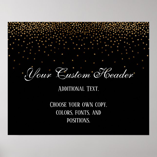 Gold Confetti Elegant Machen Sie es selbst Hochzei Poster (Vorne)