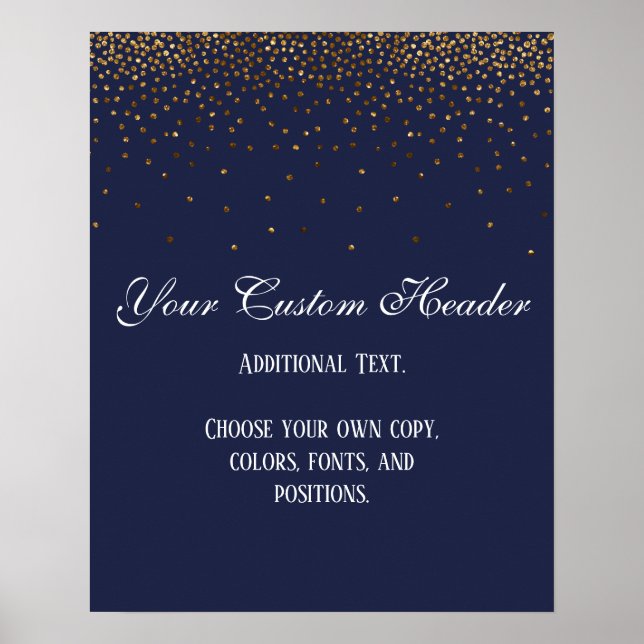 Gold Confetti Elegant Marine machen es selbst Hoch Poster (Vorne)