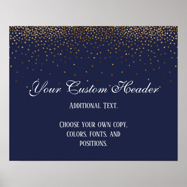 Gold Confetti Elegant Marine machen es selbst Hoch Poster (Vorne)