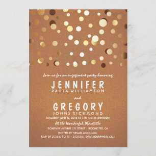 Gold Confetti Elegante Engagement Party Einladung
