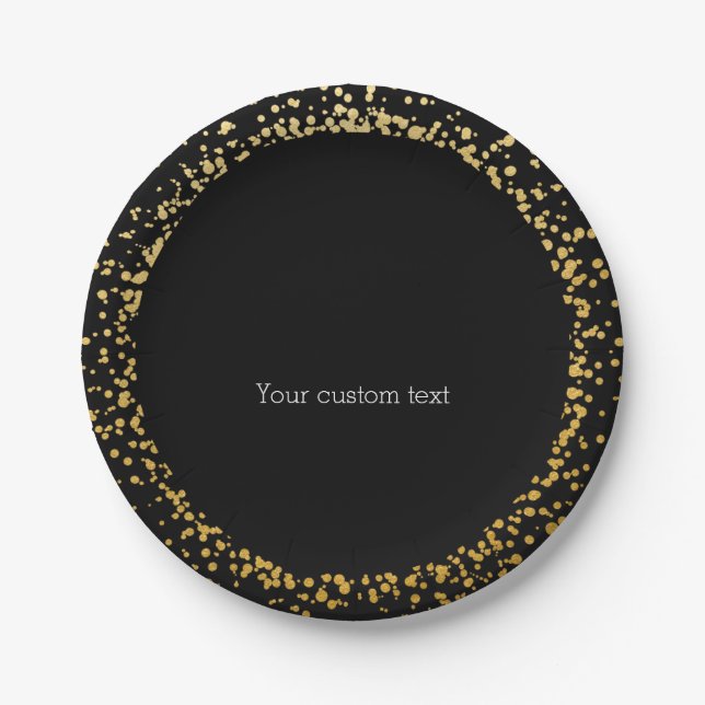 Gold Confetti Eleganter Glamour Dots Party Teller (Vorderseite)