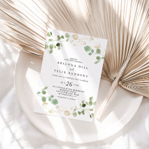 Gold Confetti Eucalyptus Foliage Lässig Einladung