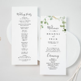 Gold Confetti Eucalyptus Foliage Wedding Programm