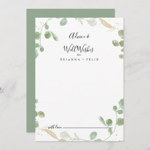 Gold Confetti Eucalyptus Wedding Well Wishings Hinweiskarte