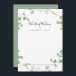 Gold Confetti Eucalyptus Wedding Words of Wisdom Hinweiskarte<br><div class="desc">Diese goldene Konfetti eucalyptus Hochzeit Worte der Weisheitsratenkarte ist perfekt für eine rustikale Hochzeit. Das Design zeichnet sich durch Aquarell Eukalyptus grünes Blattwerk mit goldenen Konfetti aus. Diese Karten sind ideal für Hochzeiten, Brautparty, Babydusche, Graduiertenfest u.v.m. Personalisieren Sie die Karten mit den Namen der Braut und Bräutigam, den Eltern, die...</div>