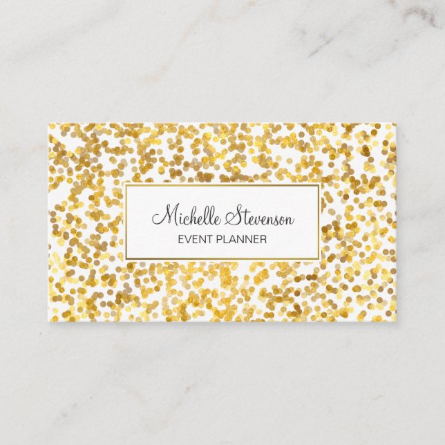 Gold Confetti Event Planner Business Cards Visitenkarte (Vorderseite)