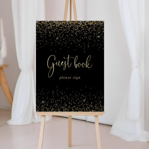 Gold Confetti Extravagant Script Gästebuchsignatur Poster