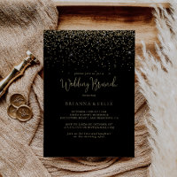 Gold Confetti Extravagant Script Wedding Brunch
