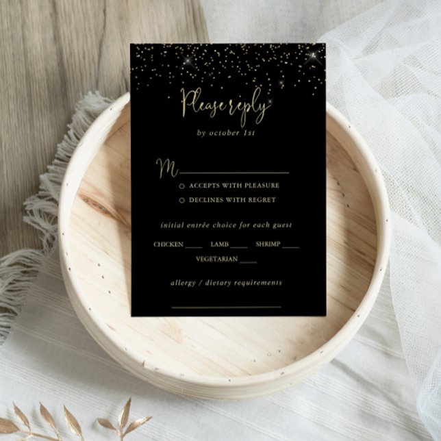 Gold Confetti Extravagante Wedding Menü UAWG RSVP Karte (Von Creator hochgeladen)