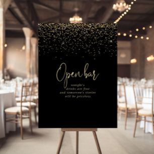 Gold Confetti Extravagantes Script Wedding Open Ba Poster