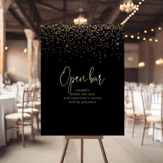 Gold Confetti Extravagantes Script Wedding Open Ba Poster (Von Creator hochgeladen)