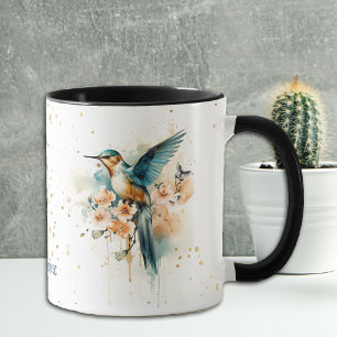 Gold Confetti Fantasy Hummingbird Tasse