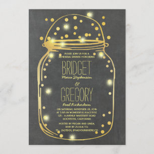 Gold Confetti Fireflies Mason Jar Probe Abendessen Einladung