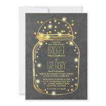 Gold Confetti Fireflies Mason Jar Wedding