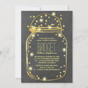 Gold Confetti Firefly Mason Jar Brautparty Einladung