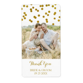 Gold Confetti Foto Wedding Labels