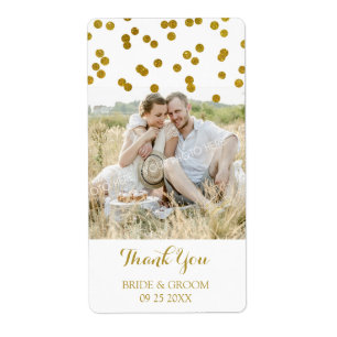 Gold Confetti Foto Wedding Labels