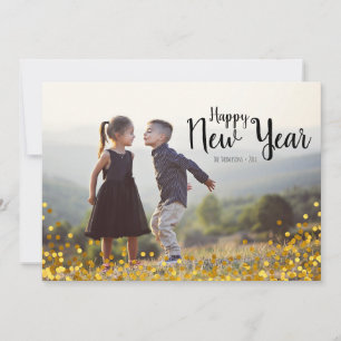 Gold Confetti Frohes neues Jahr Foto-Karte Feiertagskarte
