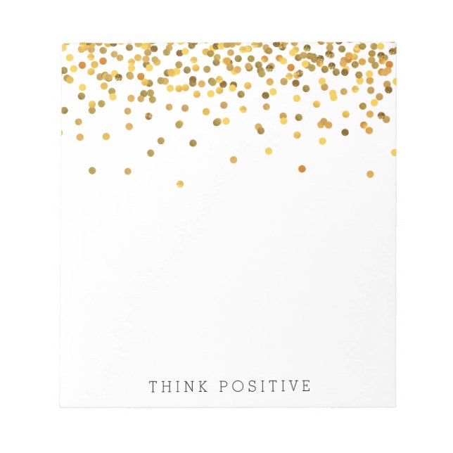 Gold Confetti für positiv Notizblock (Vorderseite)