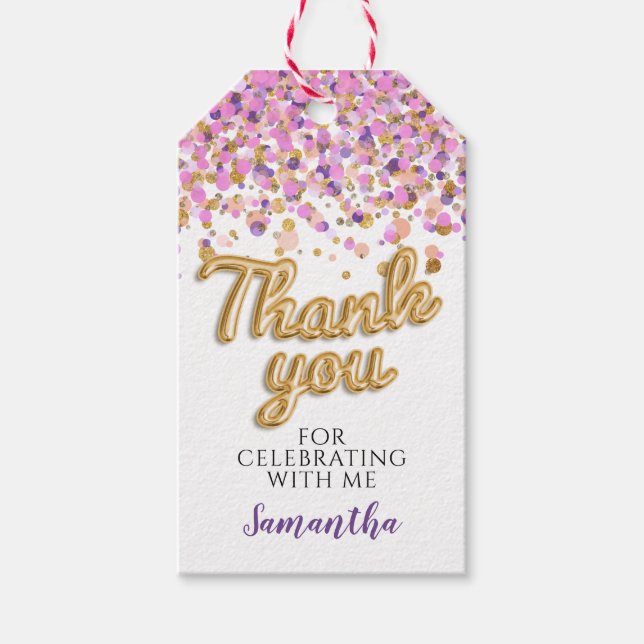 Gold Confetti Gift Tags Geschenkanhänger (Vorderseite)