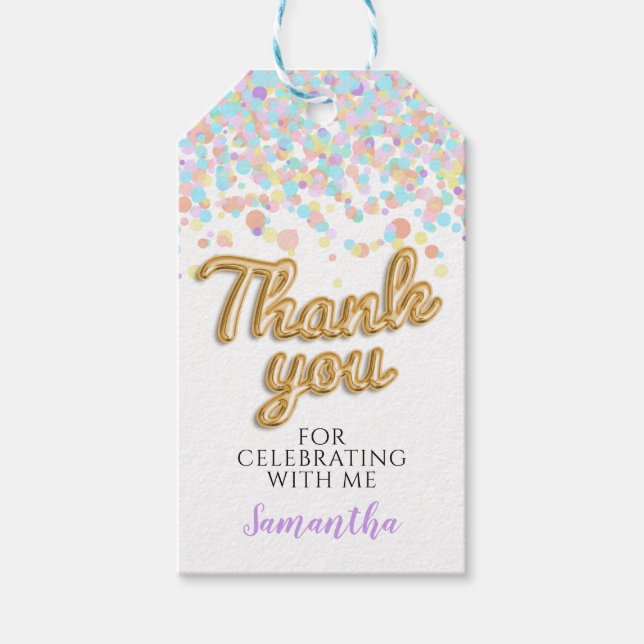 Gold Confetti Gift Tags Geschenkanhänger (Vorderseite)