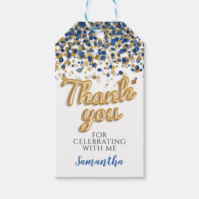 Gold Confetti Gift Tags Geschenkanhänger (Vorderseite)