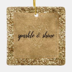 Gold Confetti Glitzer Herz Keramikornament