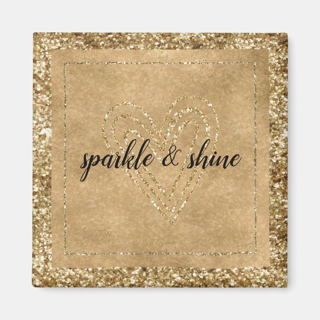 Gold Confetti Glitzer Herz Magnet (Vorne)
