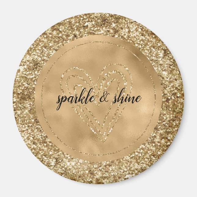 Gold Confetti Glitzer Herz Magnet (Vorne)