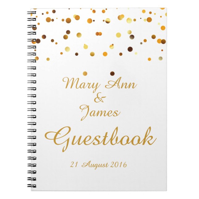 Gold Confetti Glitzer Imitate Fohlen White Guest Notizblock (Vorderseite)
