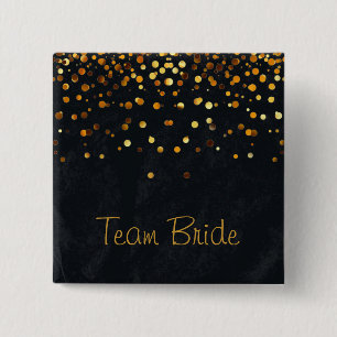 Gold Confetti Glitzer Imitate Foil Black Team Brid Button