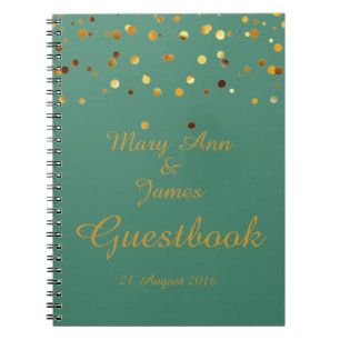 Gold Confetti Glitzer Imitate Foil Green Guest Notizblock